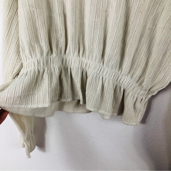 Zara Knit Sweater Ribbed Cinch Waist Long Sleeve Cream Size M Neutral Tone - Picture 5 of 7